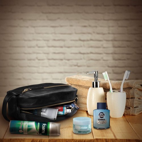 Londo Genuine Leather Travel Toiletry Bag – Makeup, Shaving Organizer, Dopp Kit for Men & Women, Durable & Stylish Travel Accessory