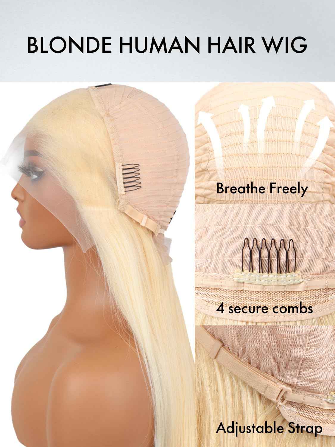 30 Inch 613 Lace Front Wig Human Hair 200% Density Blonde Wig Human Hair 613 Straight 13x4 HD Transparent Lace Front Wigs Human Hair Pre Plucked Glueless human hair wig for Women