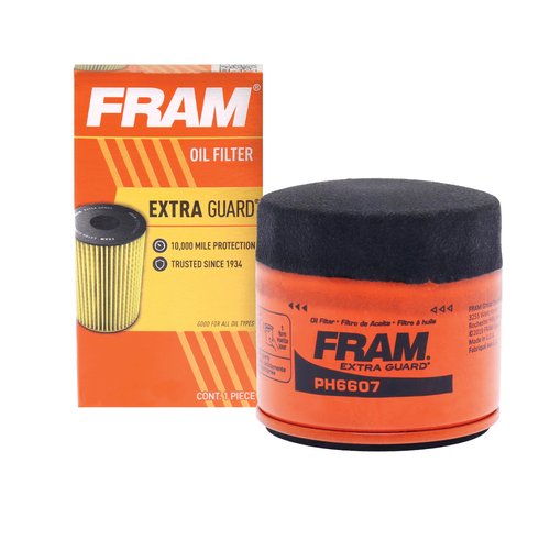 FRAM Extra Guard PH6607, 10K Mile Change Interval Spin-On Oil Filter, black
