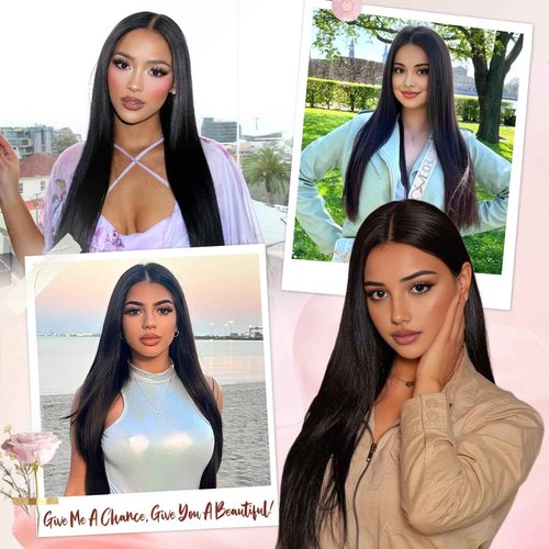 ZHENGON Glueless Wigs Human Hair Pre Plucked Pre Cut 6x4 Straight Lace Front Wigs Human Hair 24 Inch Hd Lace Front Closure Wigs for Women 180% Density Wear and Go Glueless Wig Ready to Wear Black