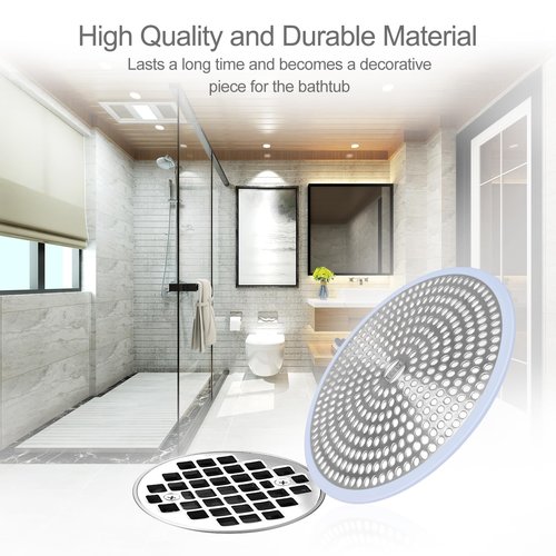 LEKEYE Shower Drain Hair Catcher | Strainer | Shower Stall Drain Cover | Bathroom Drain Protector Stainless Steel and Silicone(Light Blue)