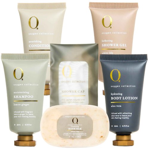 O2 Oxygen 300Pcs/22ml Travel Size Mini Shampoo and Conditioner Sets Body Wash Lotion & Soap,Hotel Toiletries,Bulk Set For Guest,Air Bnb Essentials for Guests,Amenity Kit For Hosts Bathroom