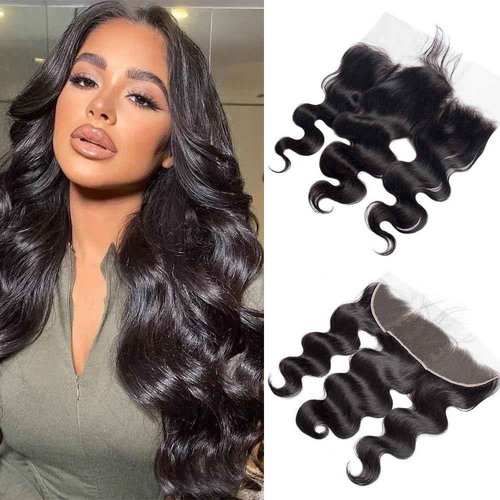 CHEEON 13x4 Transparent HD Lace Frontal 20 Inch Brazilian Body Wave Lace Frontal Closure Human Hair 100% Unprocessed Virgin Human Hair Frontals Pre Plucked with Baby Hair 150% Density Natural Black