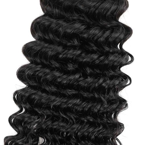 Human Hair Bundles Brazilian Deep Wave Human Hair Weaves 18 20 22inch 100% Unprocessed Virgin Human Hair Deep Wave Curly Water Wave Wet and Wavy Raw Bundles Deals Natural Black