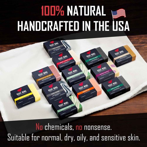 Right Wing Naturals Bar Soap Gift Set for Men | 12 Bar All Natural Variety Pack | Handcrafted Cold-Pressed Soap | Handmade Organic Soap for Men | Most Popular Flavors | Natural ScentedMen’s Bar Soap