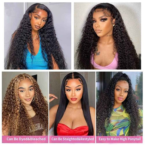Deep Wave Human Hair Bundles, 22 24 26 Inch, 100% Unprocessed Brazilian Virgin Hair, Deep Curly, Natural Black, Wet And Wavy Bundles - 3 Pack, Style Keep Texture Silky Soft, Hair Extension