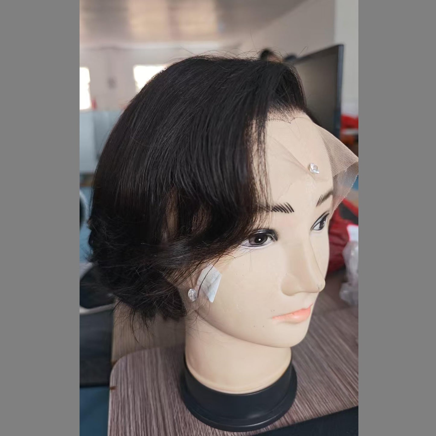 Human Hair Straight Bob Pixie Cut Wig Natural Black 13X4 HD Lace Front Wig with Baby Hair Side Part Virgin Glueless Brazilian Remy 150% Density for Black Women 6"