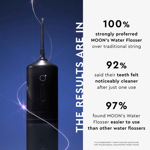 Moon Cordless Water Flosser for Teeth Cleaning, Plaque Removal & Gum Health - Water Pick with Gentle or Deep Clean Mode, 4 Interchangeable Tips & 8 Week Charge - Safe for Braces (1 Count)