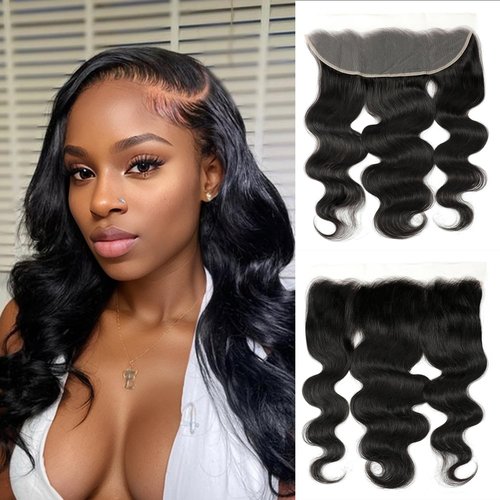 13 x 4 Lace Frontal Closure Huamn Hair Body Wave Ear to Ear HD Lace Body Wave Human Hair Closures Natural Black 10inch