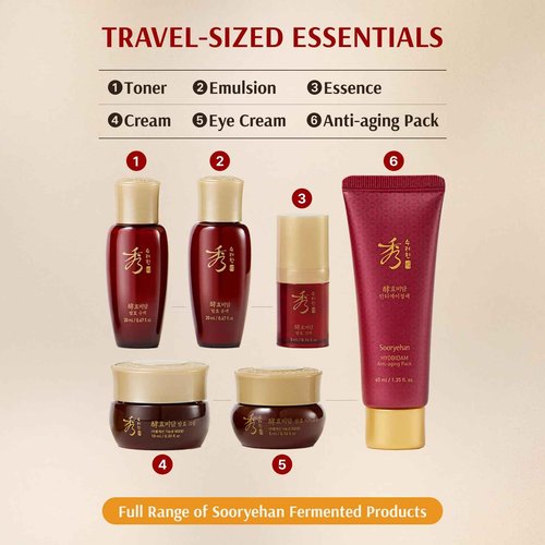 Sooryehan Ginseng Skincare gift Set - Hyobidam Korean Skin Care Set, Premium Gift Set for Intense Hydration, Firm Skin, Wild Ginseng, 13.53 fl oz