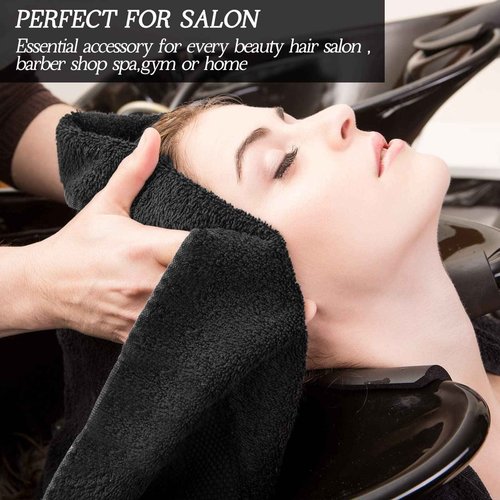 Shimeyao 36 Packs Salon Towels Highly Absorbent Bleach Proof Microfiber Hair Towel 16 x 26 Inches for Hairstylist Barber Gym Bathroom Spa Shaving Home Care Barbershop(Black)