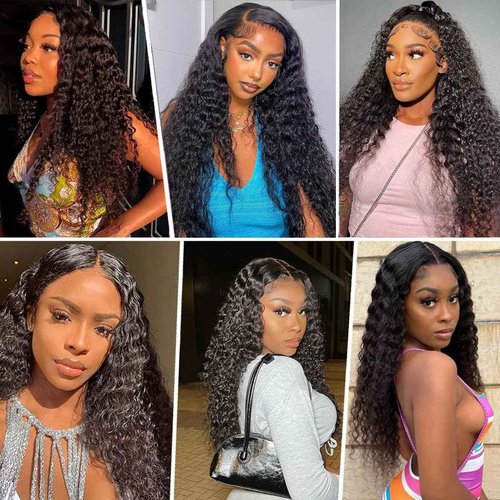 Zumuer 28 Inch 13x6 Deep Wave Lace Front Wigs Human Hair Deep Wave Frontal Wig 13x6 HD Lace Front Wigs Human Hair Pre Plucked 200 Density Glueless Virgin Deep Wave Wig for Women Natural Color
