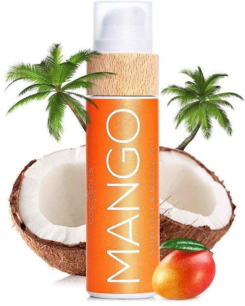 COCOSOLIS MANGO Tanning Accelerator XL | With Vitamin E & Mango Scent for a Fast, Deep Tan - Tanning Oil for Beach or Tanning Beds – Sun Tan Oil for Face & Body (6.76)