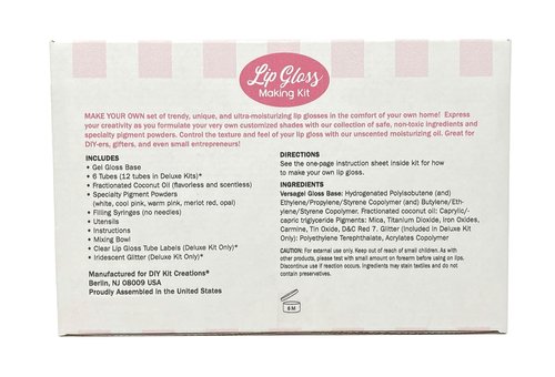 DIY Kit Creations Lip Gloss Making Kit (Deluxe Kit, 12 Tubes) Made in the USA