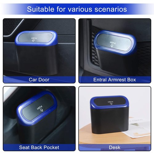 Accmor Car Trash Can with Lid, Waterproof Vehicle Trash Bin Car Dustbin Garbage Organizer Storage, 2 Pack Mini Garbage Bin Trash Container for Auto Cars, Home, Office