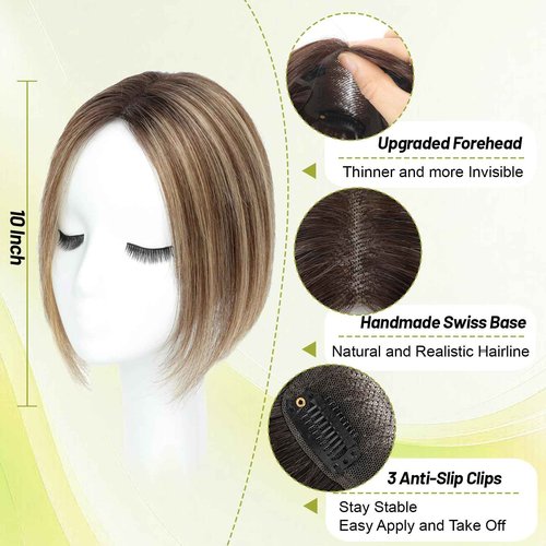 UIPEUBO Hair Toppers for Women Real Human Hair Toppers with Thinning 4.5 * 3 Inch Upgrade Swiss Lace Base Toppers No Bangs for Cover Gray Hair Roots (4T427#)