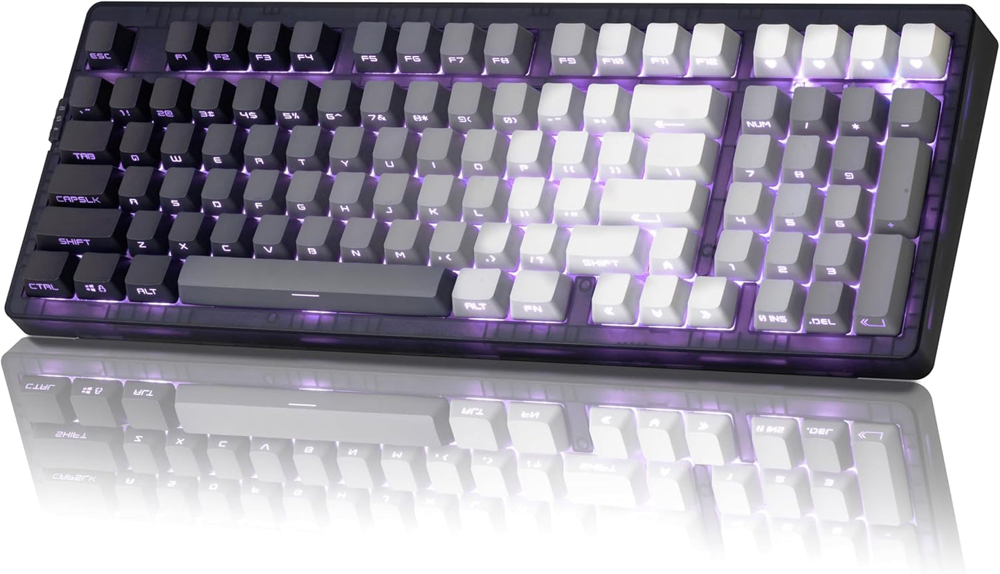 ZORNHER ZH980 Wireless Mechanical Gaming Keyboard,95% Green Hot-Swappable Custom Creamy Keyboard with Number Pad,Lighted Up PBT Keycaps,Pre-lubed Linear Switches,RGB Backlit,2.4GHz/USB-C/BT5.0