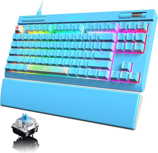 ZIYOU LANG Mechanical Gaming Keyboard, 87 Keys Chroma RGB LED Backlit, Blue Switch, USB-C, PC/Mac Compatible