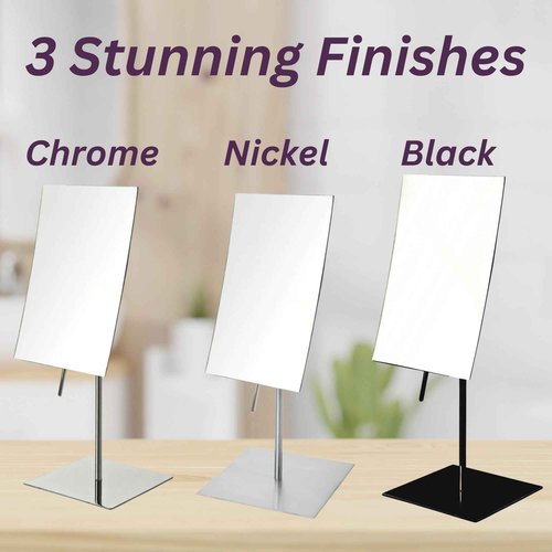 JERDON Rectangular Tabletop Vanity Makeup Mirror - 3X Magnification with Black Finish - 5-inch by 8-inch Vanity Mirror - Pivot Adjustment - Model JP358BK