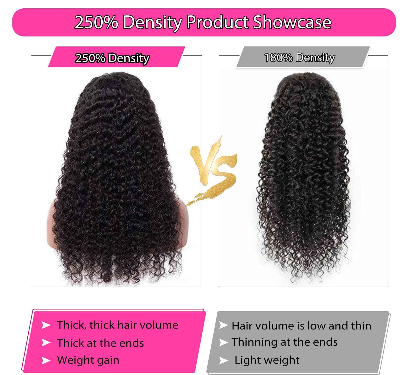 250 Density Deep Wave Lace Front Wigs Human Hair Curly Wig Wet and Wavy Lace Front Wigs Pre Plucked Frontal Wigs 24 Inch 100% Real Human Hair No Synthetic No Tangle No Shedding Triple Lifespan 3X
