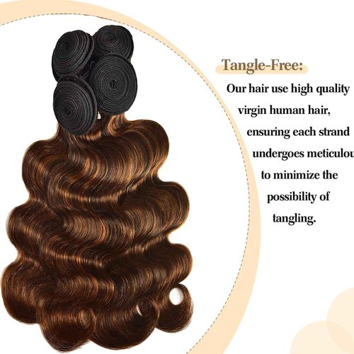 Fabimiya Human Hair Bundles 14 16 18 Inch Chocolate Brown P4/30 Body Wave Bundles Human Hair 100% Unprocessed Soft Sewn In Hair with Double Weft for Black Women