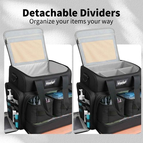 Wormhole Tattoo Case Tattoo Backpack with 3 Inner Removable Pouches 2 Layers Travel Bag for Tattoo Stencil Printer Tattoo Supplies Black 14.6" L x 9.5" W x 14.2" H
