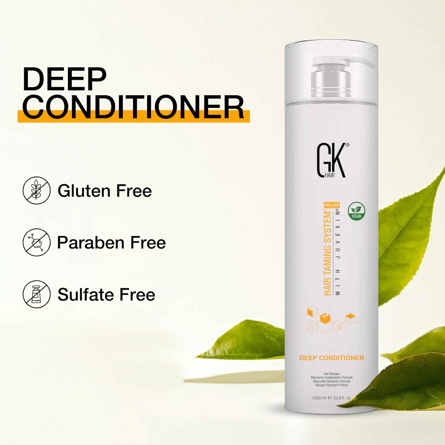 GK HAIR Global Keratin Deep Conditioner Masque (33.8 Fl Oz/1000ml) Intense Hydrating Repair Treatment Mask for Dry Damaged Color Treated Frizzy Hair Restoration Formula with JOJOBA Seed Oils