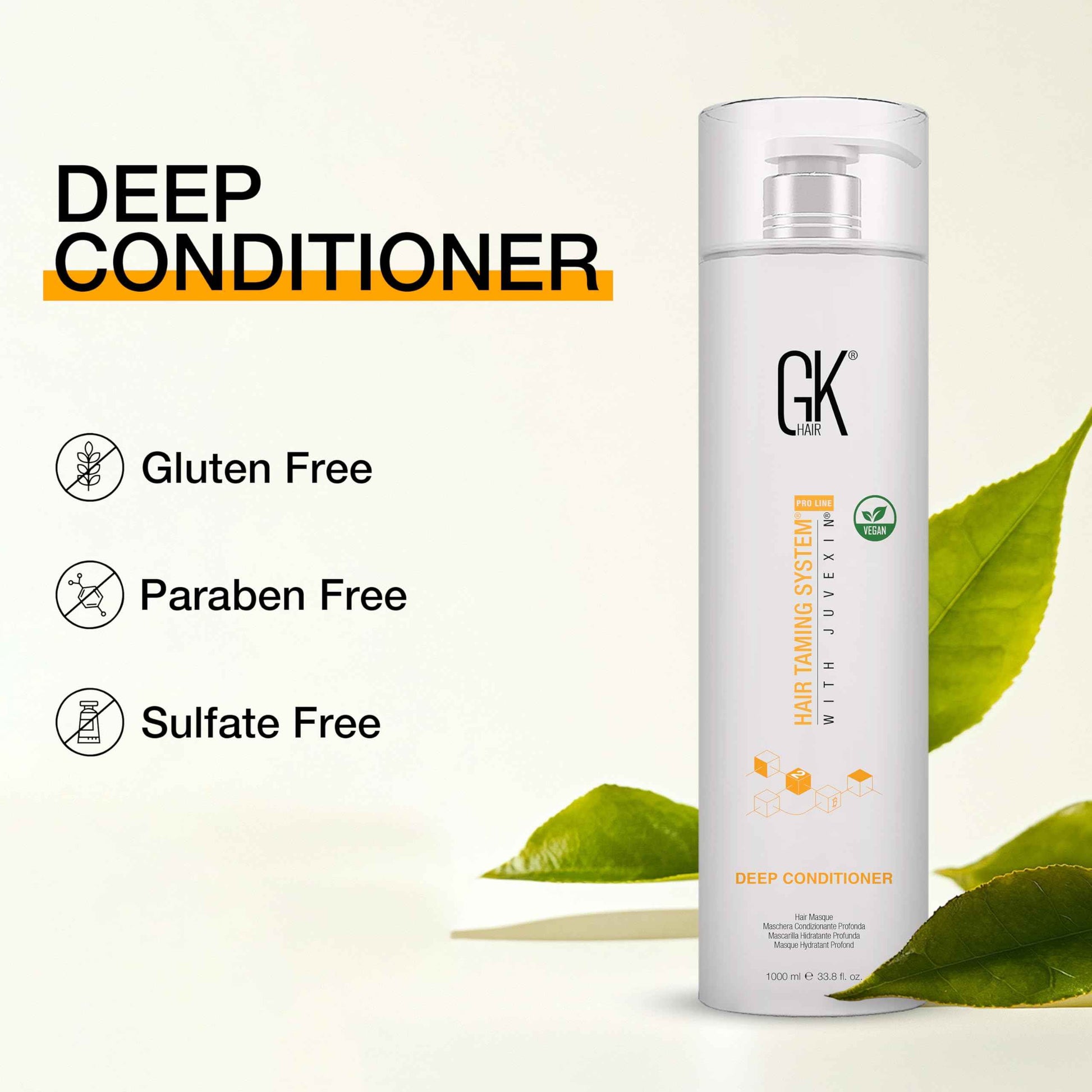 GK HAIR Global Keratin Deep Conditioner Masque (33.8 Fl Oz/1000ml) Intense Hydrating Repair Treatment Mask for Dry Damaged Color Treated Frizzy Hair Restoration Formula with JOJOBA Seed Oils