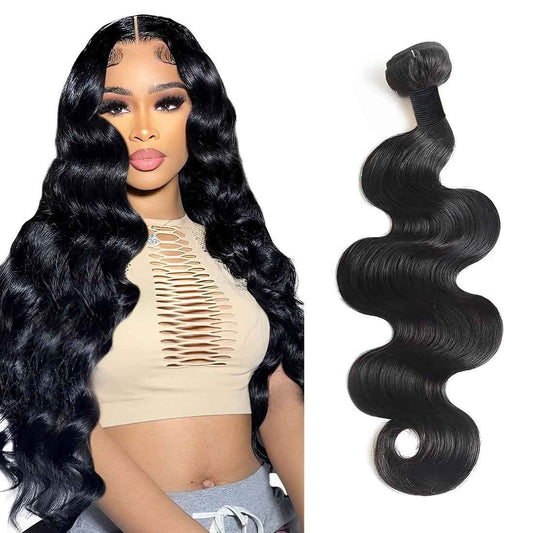 12A Body Wave Bundles Human Hair Raw Human Hair 1 Bundle 28 Inch 100% Unprocessed Brazilian Virgin Weave Body Wave Bundles Deals for Women Quick Weave Wet and Wavy Hair Thick Natural Black