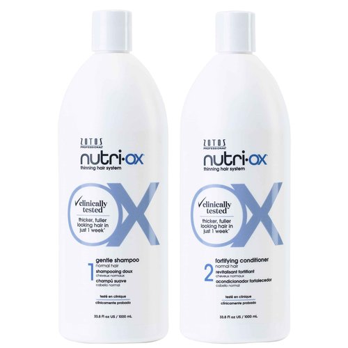 NUTRI-OX Gentle Shampoo & Conditioner | Thicker, Fuller-Looking Hair | Normal Thinning Hair | Peppermint | Clinically & Dermatologically Tested | 33.8 Fl Oz