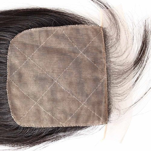 Bella Hair Free Part Silk Base Closure Straight, 130% Density Natural Color Remy Virgin Human Hair 4x4inch Top Closure (12inch)