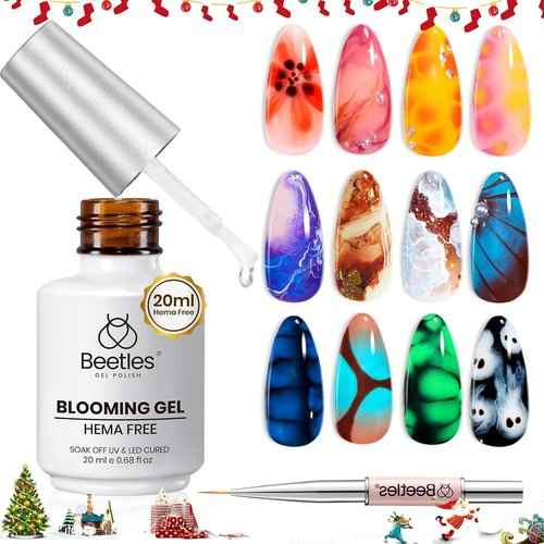 Beetles Gel Nail Polish Set 119 PCS 100 Colors with Beetles Nail Blooming Gel, 20ml Large Capacity Hema Free Clear UV LED Blossom Gel