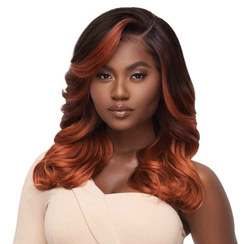 Outre Melted Hairline Lace Front Wig Frontal Effect Hairline No Plucking Required Baby Hairs Included Pre Attached Wide Elastic Band HD Transparent Lace DIVINE (1B)