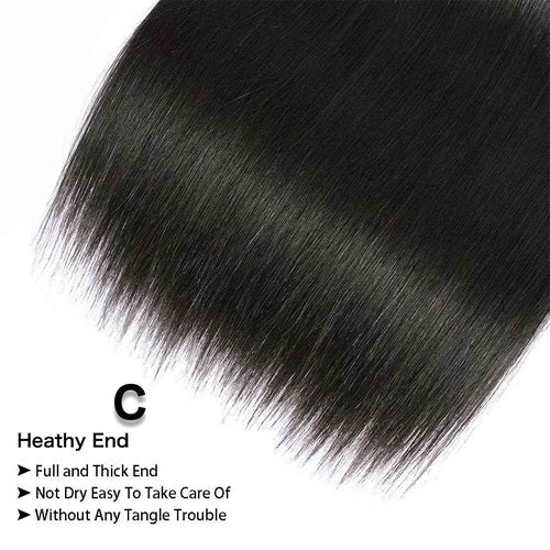 12A Straight Bundles Human Hair 18 20 22 Inch 3 Bundles Double Weft Brazilian Hair Extensions Straight Human Hair Bundles 100% Unprocessed Virgin for Women Natural Color