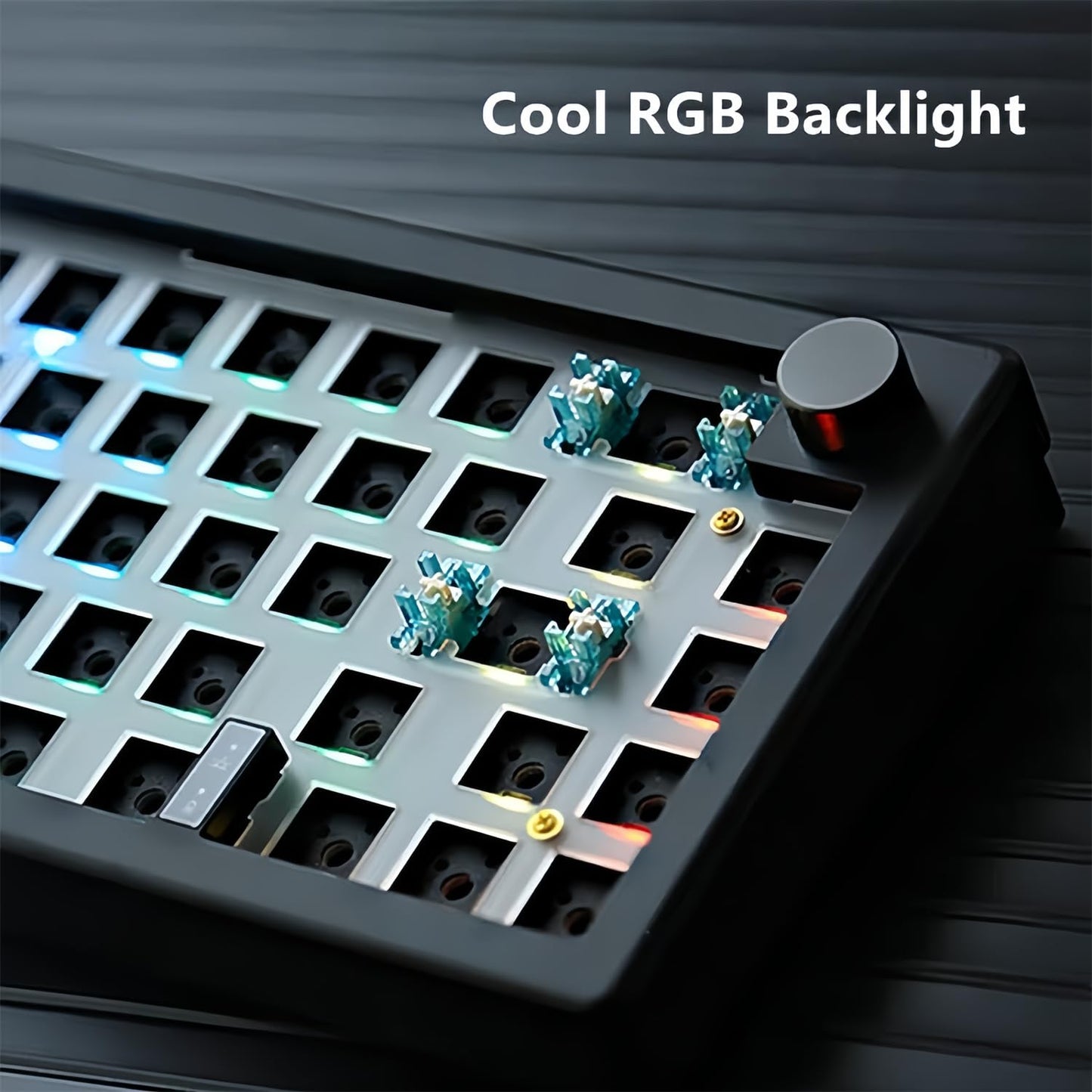 ZMX GMK67 Keyboard Barebones Kit,Hot-Swap PCB Bluetooth 5.0/2.4G/Type-C Tri-Mode 65% Mini Custom RGB Wireless Mechanical Keyboard with Knob Gasket Mount Programmable Gaming Keyboard DIY Kit (Black)