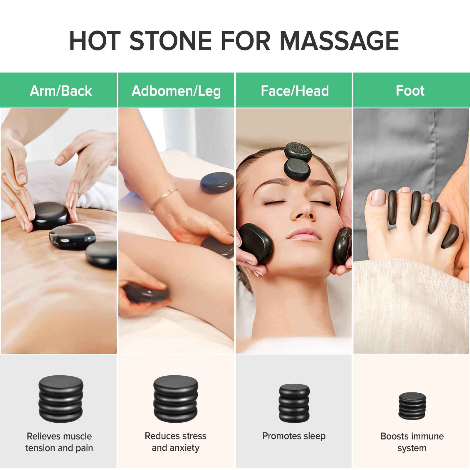 Goodtar Portable Hot Stones Warmer Set Spa Salon Massage Digital Electric Heater Kit with 16 Basalt Stones