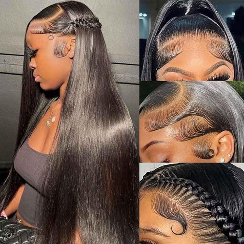 Yuyongtai 26 Inch Straight Lace Front Human Hair Wig - Pre Plucked 13x4 HD Transparent Frontal, 180% Density, Glueless for Women