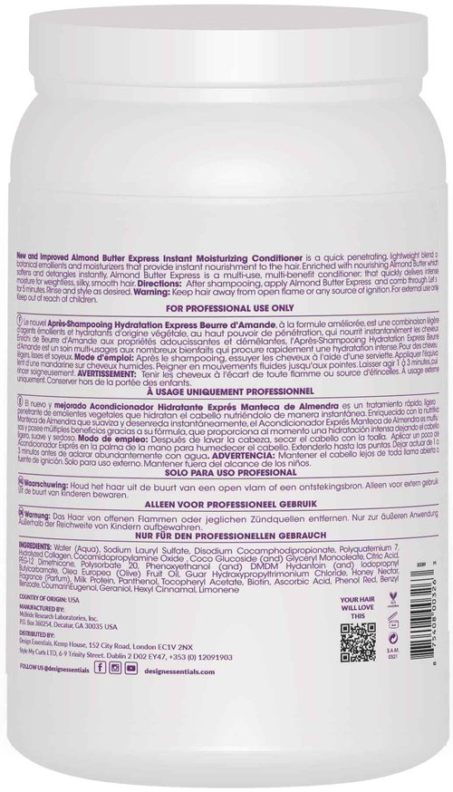 Design Essentials Almond Butter Express Instant Moisturizing Conditioner, For Hydrating and Moisturizing Dry, Brittle Hair, 64 oz (Pack of 1)