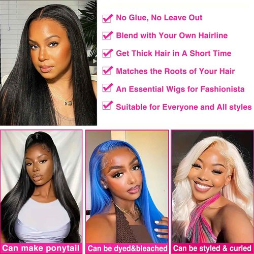 Homgoss U Part Wigs With Drawstring for Women Straight Human Hair Wigs 200% Density U Part Human Hair Wigs Can Be Dyed and Bleached(#1B Natural Black, 20 inch)