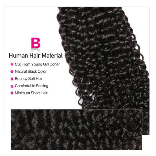 YIZE Hair 7A Brazilian Curly Hair 3 Bundles Weave 100% Unprocessed Virgin Brazilian Human Hair Extensions Natural Black Color (3pcs18)