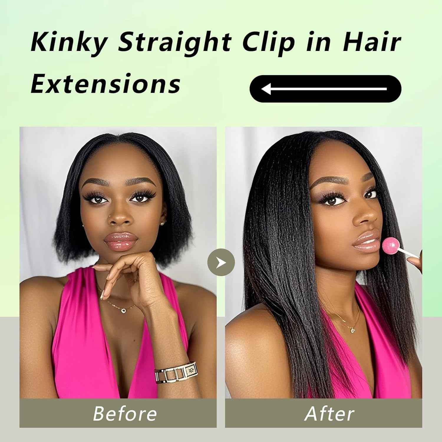 Kinky Straight Clip in Hair Extensions Human Hair for Black Women 8A Brazilian Kinky Real Hair Extensions Clip in Human Hair Full Head Natural Color 8pcs 18 Clips 120g/Set (16 Inch)