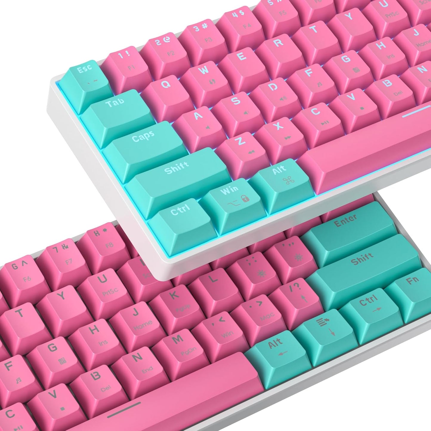 60 Percent Gaming Keyboard 60% Mechanical Keyboard LED Backlit Ultra Compact Wired Keyboard with Red Switch for Windows Laptop Gamer(61 Blue Samurai)