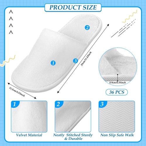 Chicingyou Disposable Slippers for Guest 36 Pairs Velvet Slippers and 400 Pieces Disposable Non Slip Thick Extra Long Shoe Covers for Indoor Outdoor Use