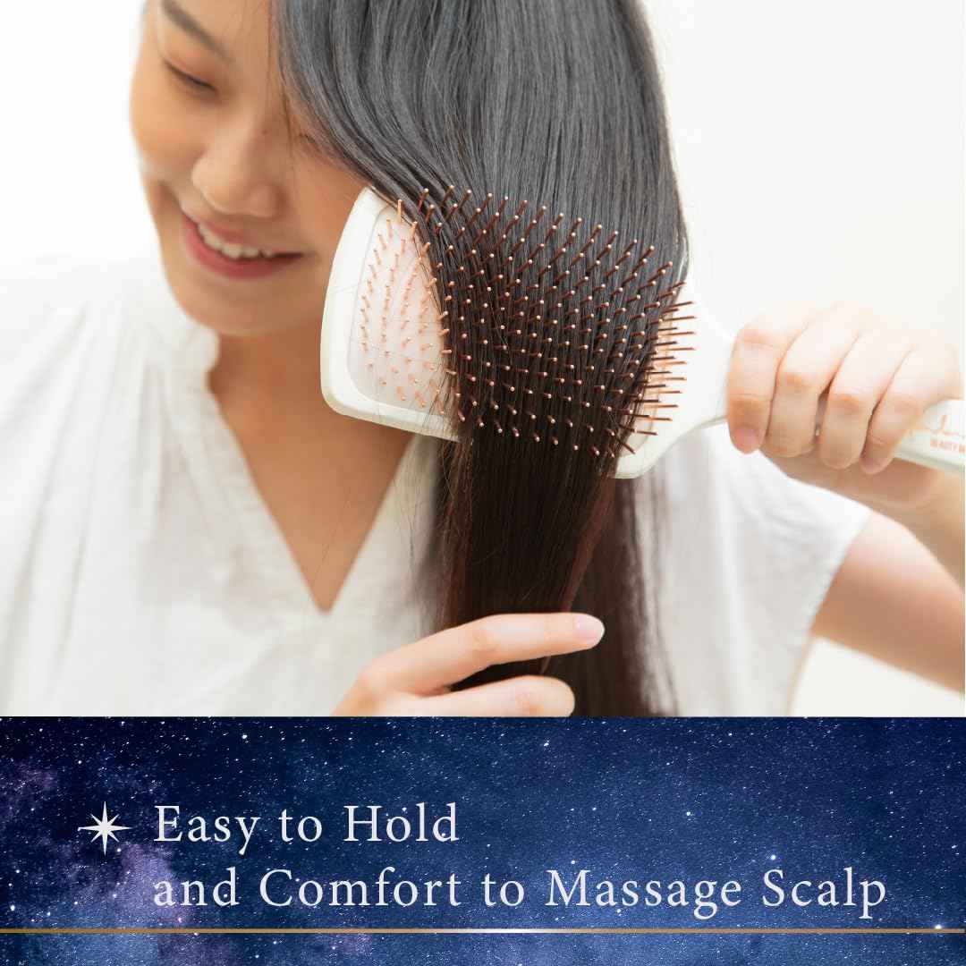 Pandora's Beauty Box Rose' Copper Massage Brush - Hair & Scalp Care, Dandruff Relief, Relaxation (Large)