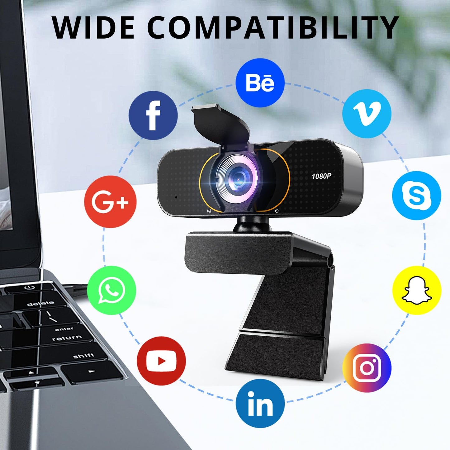 4K/2K/1080P Webcam for pc, Plug & Play USB Webcam for Online Classes, Video Calling, Live Streaming (Updated-GQ1080)