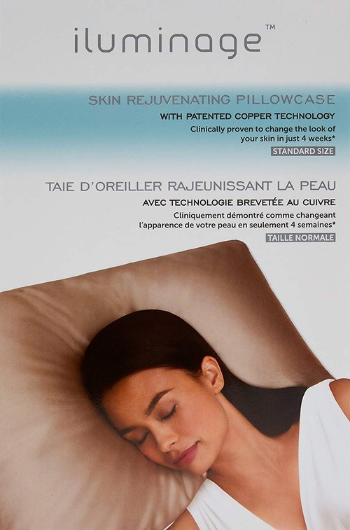 iluminage Skin Rejuvenating Standard Size Pillowcase for Fine Lines/Wrinkles Reduction & Hair Smoothing with Anti-Aging Copper Technology