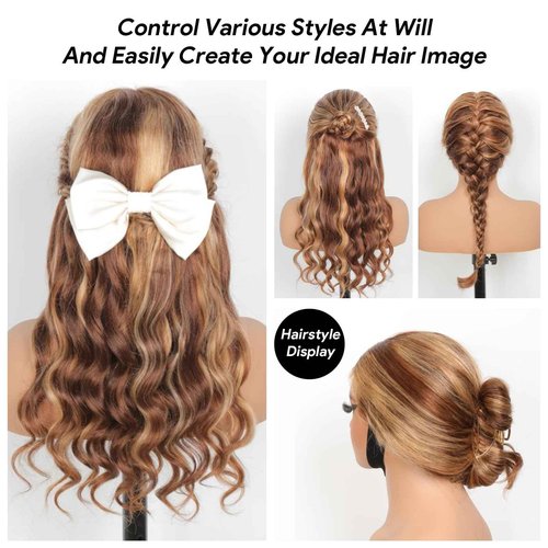 eool Highlight Glueless Wigs Human Hair Pre Plucked Pre Cut Wear and Go 9X6 HD Lace 4/27 Honey Blonde Body Wave Balayage Wigs for Black Women, 220% Density Glueless Human Hair Wigs 16Inch