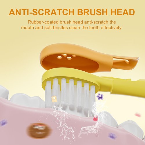 KIWIBIRD Kids Electric Toothbrush for Ages 3–10 | Toddler Sonic Toothbrush with 4 Modes & Soft Silicone Bristles | 2-Min Timer Pressure Sensor | 45-Day Rechargeable Battery | IPX8 Waterproof (Yellow)