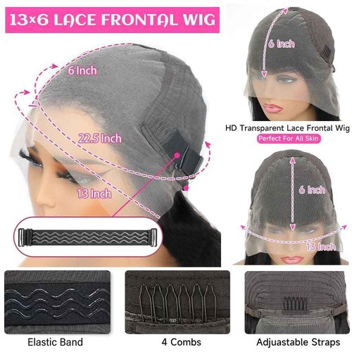 TAIKOU 13x6 Lace Front Wigs Human Hair 200 Density 13x6 HD Transparent Lace Front Wigs Human Hair Pre Plucked Straight Human Hair Wig With Baby Hair For Women 22Inch