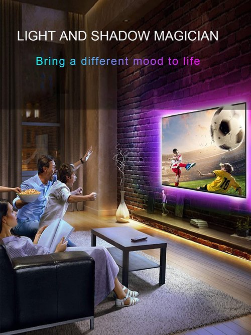 KANTUTOE LED Backlight TV LED Strip Lights, 23ft RGB LED Lights with Remote, Music Sync Bluetooth APP Control, USB Powered for Bedroom/Gaming Room